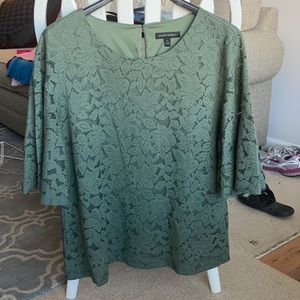 Banana Republic Green Lace Bell Sleeve Blouse